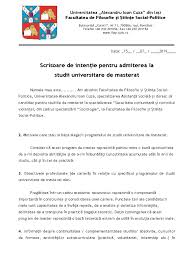 Termenul de depunere a dosarelor de echivalare: Scrisoare De Intentie Master