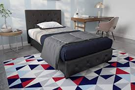 Check spelling or type a new query. Amazon Com Dhp Dakota Upholstered Faux Leather Platform Bed With Wooden Slat Support And Tufted Headboard And Footboard Twin Size Black Home Kitchen