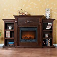 Lifelike multicolor flames and burning logs with embers. Southern Enterprises Tennyson Espresso Electric Fireplace With Bookcases Walmart Com Walmart Com