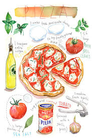 Pizza Canvas Artwork By Lucile Prache Icanvas Food Illustrations Recipe Drawing Food Wall Art