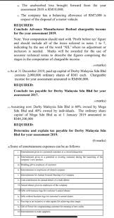 The remaining unabsorbed loss of rm5,000 shall be carried forward to the year of assessment 2014. This Is Regarding Advance Malaysian Taxation Pleas Chegg Com