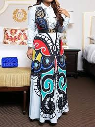 Tbdress Womens Tbdress African Fashion Lapel Long Sleeve Print Color Block Womens Maxi Dress Adorewe Com Womens Maxi Dresses Maxi Dress Butterfly Maxi Dress