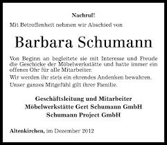 Barbara schumann legt großen wert darauf, dass eine gute und solide basis an grundwissen vorhanden ist, damit man sich. Traueranzeigen Von Barbara Schumann Rz Trauer De