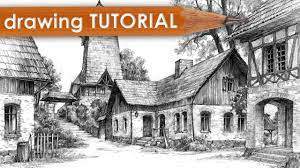 Drawing Tutorial - How To Draw Architecture In Perspective ("Village") -  Youtube