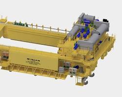 Imagine cu Overhead crane system above lava lake concept