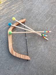 This pvc pipe bow and arrow is cheap, simple, and fun! Small Bow And Arrows Copyright From Jennifer Etsy Wooden Bow And Arrow Natural Wood Toys Wood Toys