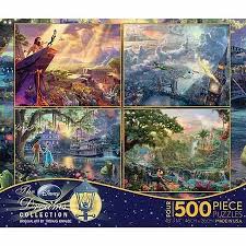 Piece together these collectible movie themed puzzles of your favorite disney® and pixar characters. Ceaco 4 In 1 Multipack Thomas Kinkade The Disney Collection 4 In 1 Multipack Jigsaw Puzzle Walmart Com Thomas Kinkade Disney Thomas Kinkade Disney Puzzles Kinkade Disney