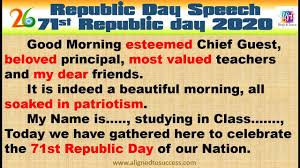 Ambedkar and also celebrate our swaraj. we have listed a few lines that depict the significance of celebrating the national festival republic day. Republic Day Speech 2020 71st Republic Day Speech Republic Day Speech In English For Kids Youtube