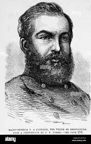 Portrait of Major General James Abram Garfield, the victor of Prestonburg.  1862. 19th century American Civil War illustration from Frank Leslie's  Illustrated Newspaper Stock Photo