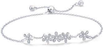 Daisy 830s sterling silver link child bracelet floral pattern. Friendship Bracelets 925 Sterling Silver Daisy Flower Link Bracelets For Women Anniversary Birthday For Her Amazon Co Uk Jewellery