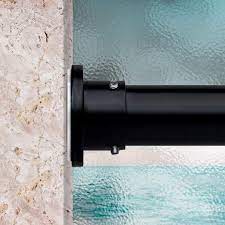 Roomdividersnow 80 In 120 In Premium Tension Curtain Rod In Black Trod Br144 The Home Depot Curtain Rods Tension Rod Window Rods