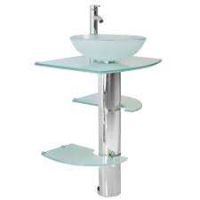 frosted glass vessel sink combo set
