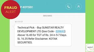 Suspicious Sms To Buy Sunstar Realty Development Ltd Bse