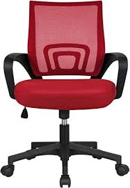 New Yaheetech Ergonomic Mesh Office Chair Mid Back Height Adjustable Computer Chair W Lumbar Support 360 Rolling Casters 276lb Weight Capacity Red Online Sho In 2020 Mesh Office Chair Chair Height Office