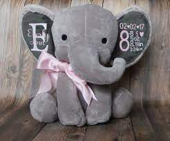 Birth Announcement Plush Elephant Custom Baby Gifts Personalized Baby Gifts Diy Baby Stuff