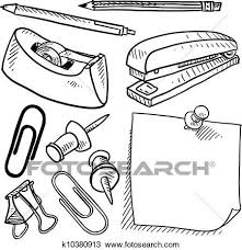 Black And White Office Supplies Clipart Of Office Supplies Sketch K10380913 Search Clip Art Pertaining To Office Supplies Clip Art Black And Wh Office Supplies Illustration Doodles Clip Art