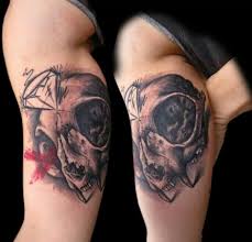 A skull tattoo, or a skull, overall, is often associated with disease, destruction, and death. 30 Cat Skull Tattoo Ideas Cat Skull Tattoo Cat Skull Skull Tattoo