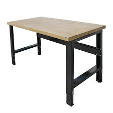 Borroughs 72 In X 30 In Heavy Duty Adjustable Height Workbench With Solid Hardwood Top Adjustable Height Workbench Adjustable Height Work Table Home