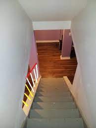 The thinner pine rail material is normally used for basement stairs. Basement Hand Railing Half Open Wall Doityourself Com Community Forums