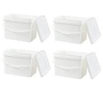 Cand 4.8 Gallon White Plastic Buckets with Sealed Lids, Food Grade Square  Buckets for Multi-use, Set of 4