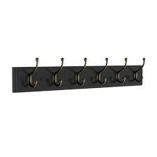 Lavish Home 27 In L Black Rail Mounted Wall Hook Hanging Rack With 6 Hooks Hw0200083 The Home Depot Wall Mounted Coat Rack Lavish Home Hanging Rack
