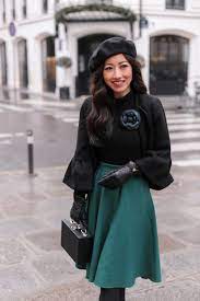 Parisian Style Circle Skirt Camellia Pin Parisian Style Classy Parisian Style Fashion