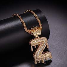 Gold Crown Chain Necklace Letter Z Pendant Men Women In 2021 Chain Necklace Styles Letter Pendant Necklace Jewelry Fashion Trends