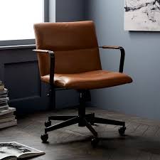 Cooper Mid Century Leather Swivel Office Chair In 2020 Swivel Office Chair Home Office Chairs Mid Century Office Chair