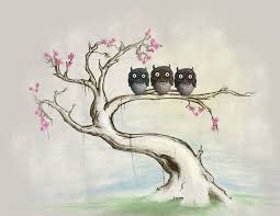 Bird On Tree Drawing Chaos Nurtures Progress Three Owls On A Tree Drawing Owls Drawing Little Bird Tattoos Tree Drawing