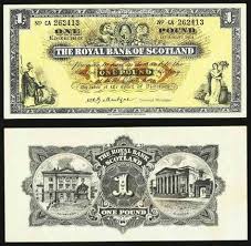 1964 Royal Bank Of Scotland One Pound Banknote Pick Number 325a A Beautiful Extremely Fine Currency Papel Moneda Billetes Del Mundo Y Monedas