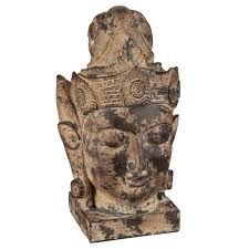 Statuette Tete De Bouddha En Ciment H34 Objekte Zement Keramik