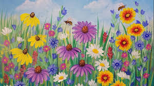 Learn how to paint this scenery using acrylic paints. Wildflowers Acrylic Painting Tutorial Live Beginner Step By Step Flowers Youtube