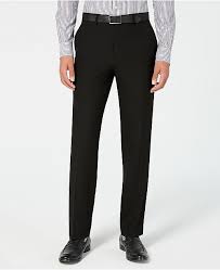 Mens Classic Fit Stretch Wrinkle Resistant Black Solid Suit Pants