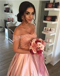 Elegant Lace Off Shoulder Pink Satin Wedding Dresses Ball Gowns Ball Dresses Prom Dresses Ball Gown Ball Gown Dresses