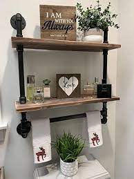 Maybe you would like to learn more about one of these? Industrial Pipe Shelf Bathroom Shelves Wall Mounted 19 6in Rustic Wood Shelf With Towel Bar 2 Tier Black Farmhouse Towel Rack Over Toilet Pipe Shelving Metal Floating Shelves Towel Holder Amazon Ca Home