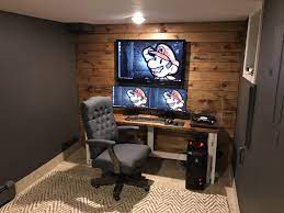 Rebuilding Basement Again Work In Progress Home Office Design Home Office Setup Gaming Room Setup