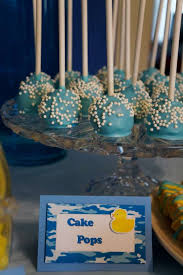 Rubber Duckies And Blue Camo Baby Shower Party Ideas Photo 10 Of 36 Baby Shower Camo Blue Baby Shower Food Ducky Baby Showers