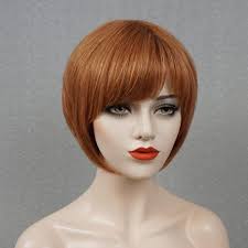 Buy 100% Human Hair Copper Brown Straight 10in Bob Wig 150 Density Full Cap  Wig With Bangs Natural Look Ready to Wear Customizable Wig for Women Online  in India