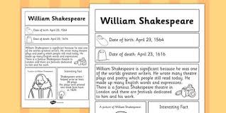 William Shakespeare Significant Individual Fact Sheet Shakespeare Facts William Shakespeare Shakespeare