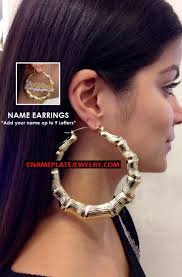 Sign up for emails & get extra 25% off! Personalized Hoop Bamboo And Name Earrings