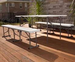 Folding table and bench set. Lifetime 80305 Folding Bench 183x29 2 Plastic Metal Benches