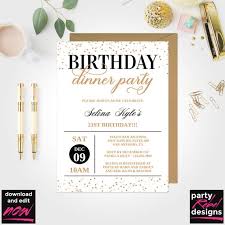 And a surprise birthday dinner party, at that. Birthday Dinner Invitation Black And Gold Birthday Etsy