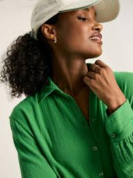 Erica Green Button Through Cotton Shirt Dress