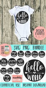 Download Hello World Monthly Baby Milestones Bundle Svg And Png Files Etsy Baby Month By Month Custom Baby Onesies Baby Etsy Shops