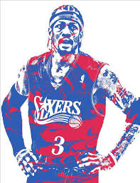 Allen Iverson Philadelphia 76ers Pixel Art 15 Art Print By Joe Hamilton Allen Iverson Nba Basketball Art Basketball Art