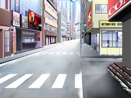 A collection of the top 63 anime city wallpapers and backgrounds available for download for free. Anime Landscape City Commercial Street Anime Background Day Sunset Night