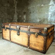 Reserved for kim vintage suitcase coffee table with door dingaling. Vintage Banded Steamer Trunk Victorian Travel Chest Coffee Table Blanket Box Blanket Box Chest Coffee Table Vintage Trunks