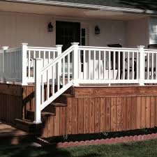 Railing offers the high quality; Weatherables Vanderbilt 3 5 Ft H X 8 Ft W White Vinyl Stair Railing Kit Wwr Thdv42 S8s The Home Depot In 2020 Porch Railing Kits Deck Designs Backyard Backyard Renovations