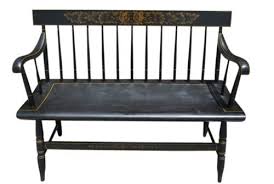 Black Bench With Back Vintage Hitchcock Furniture Black Spindle Back Deacon S Bench 20 D X 45 W X 33 H Vintage Furniture Diy Deacons Bench Antique Furniture Victorian