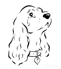 Black And White Springer Spaniel Clipart Black And White Line Drawing Of A Broken Hearted Lovelorn Tearful Spaniel Dog Copyright Kate Madigan Dog Drawing Simple Dog Drawing Spaniel Art